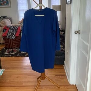 Natori Royal Blue Long Sleeve Shift Dress